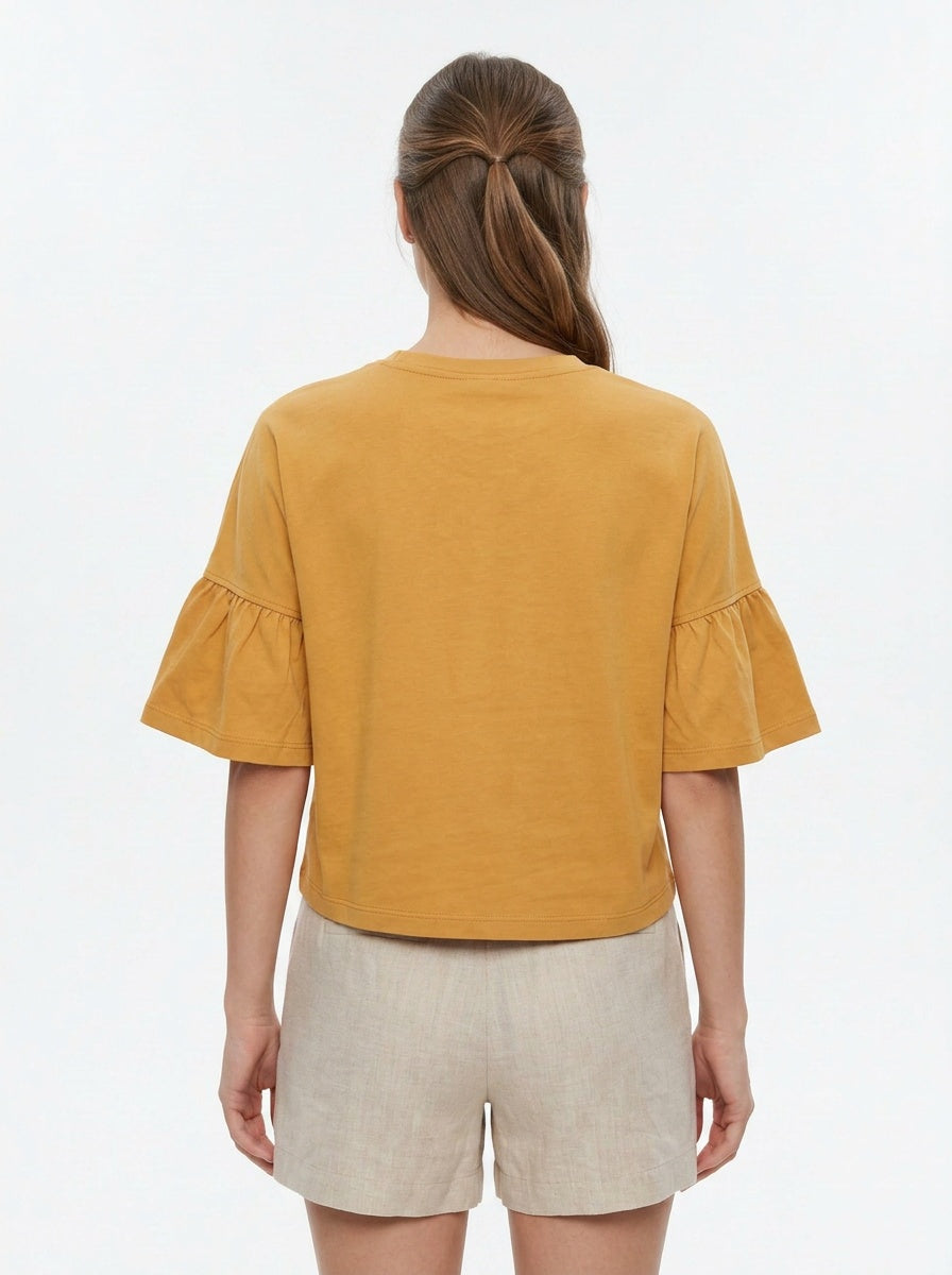 Sunna Tee | Mustard Sunburst Appliqué