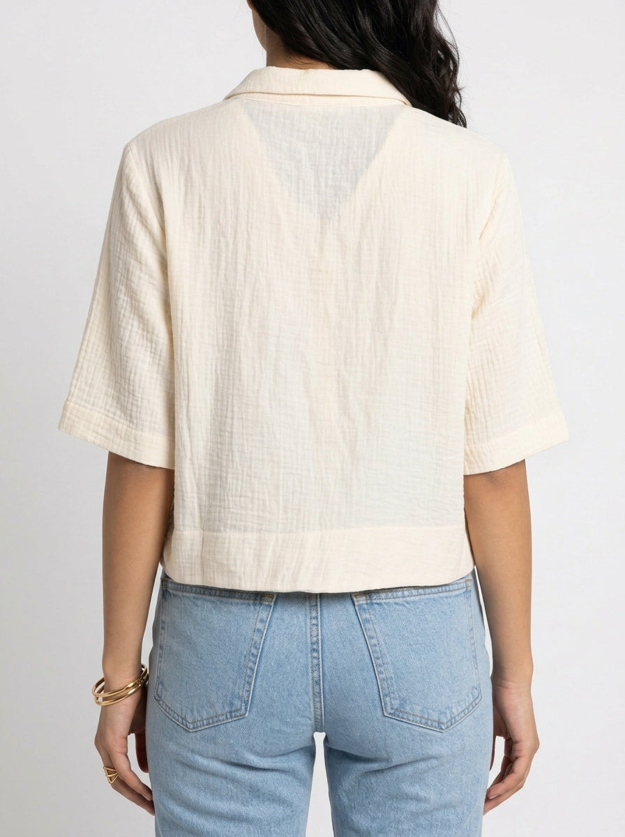 Fable Shirt | Cream Camp-Collar Double Gauze
