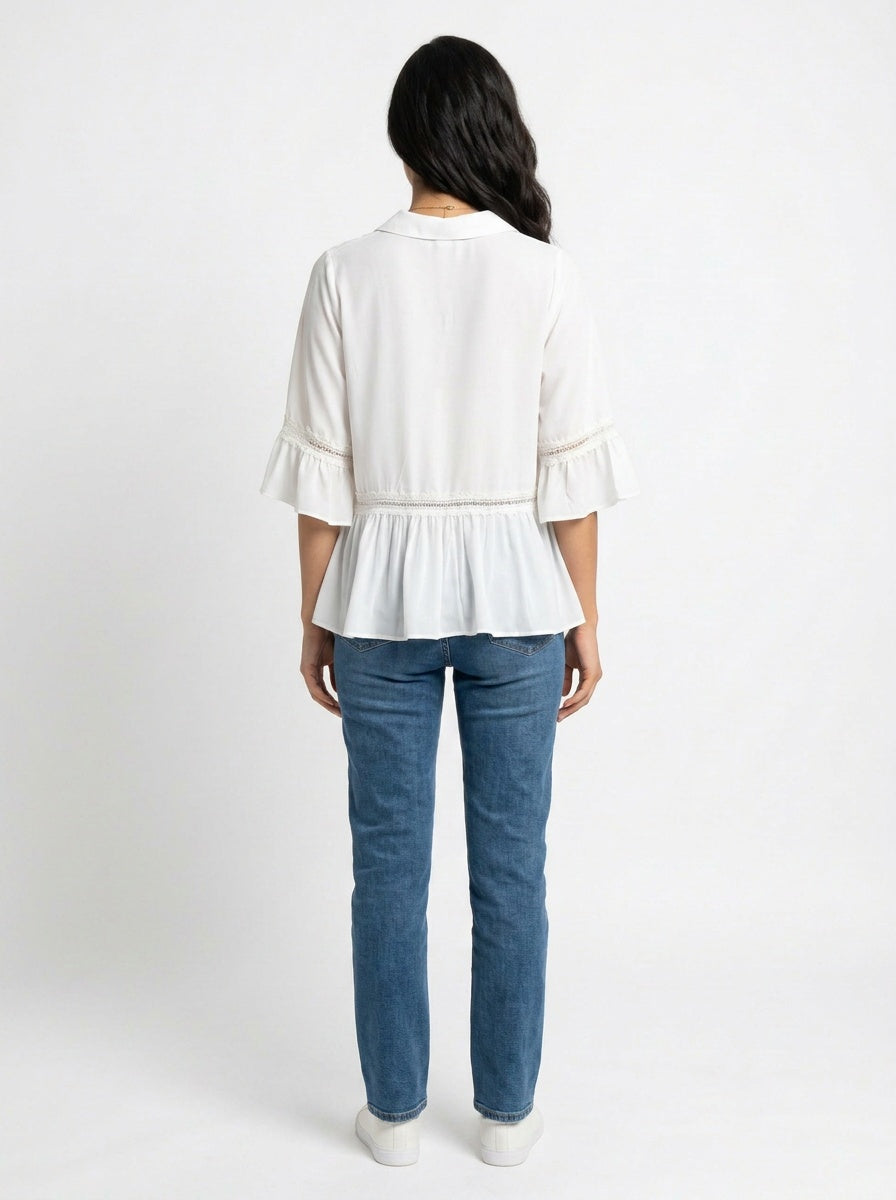 Seren Top | Ivory Chiffon Tie-Neck