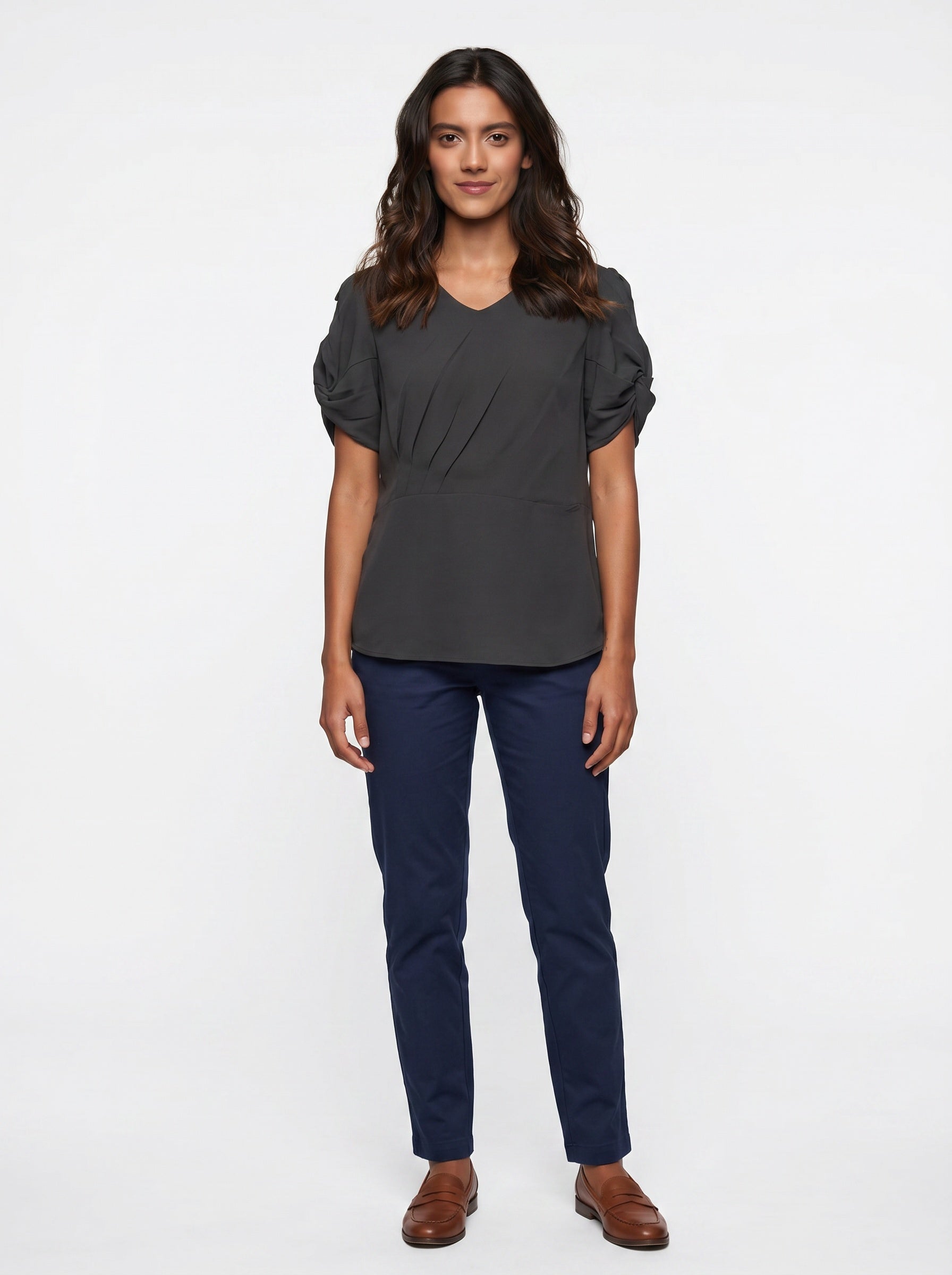 Nyx Blouse | Black Pleated Twist Sleeve